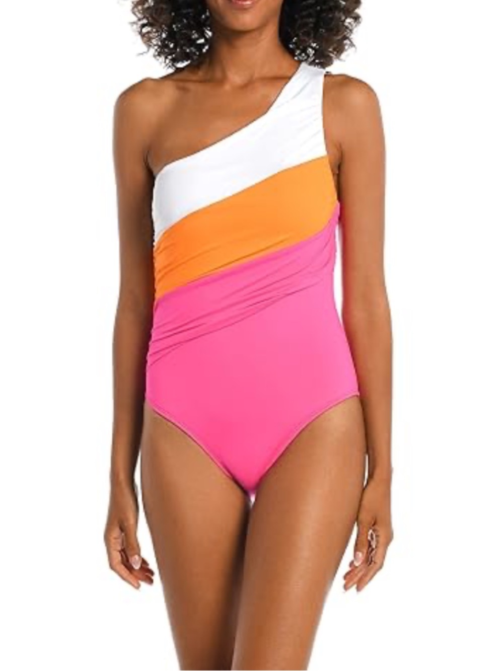 La Blanca Women’s Island Goddess Shirred One-Shoulder 1 Piece Swimsuit Size 16